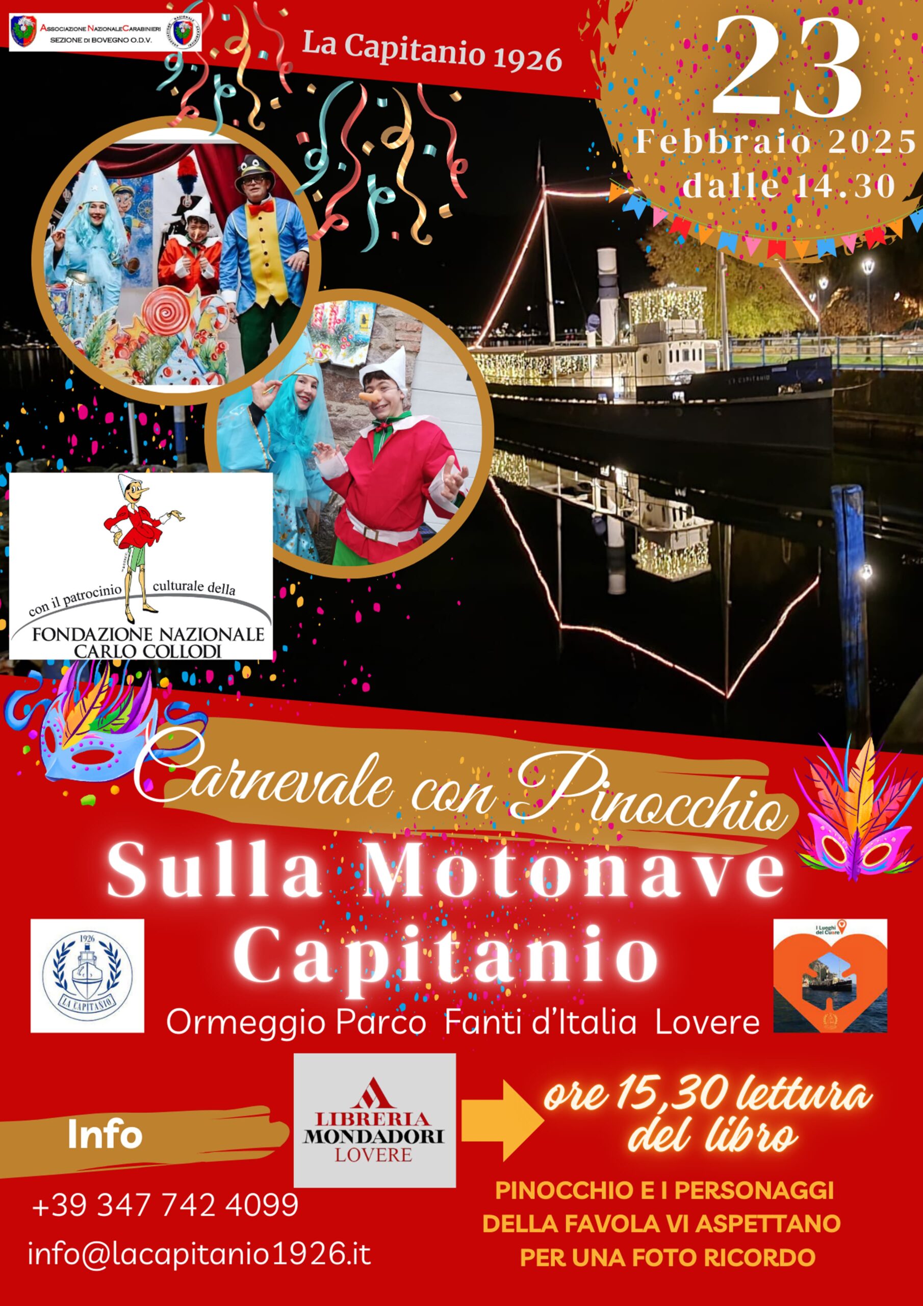 Carnevale con Pinocchio: un pomeriggio di magia sulla Motonave Capitanio