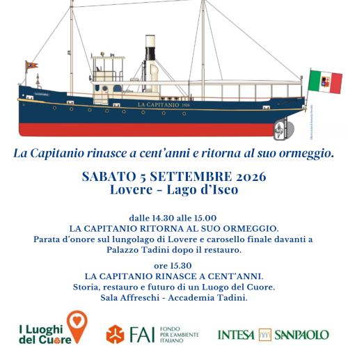5 settembre 2026: La Capitanio restituita alla comunit&agrave; grazie a &ldquo;I Luoghi del Cuore&rdquo; FAI